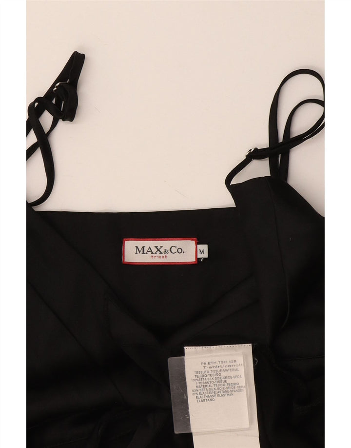 Top feminino Crop Cami da Max & Co. Reino Unido 12 seda preta média
