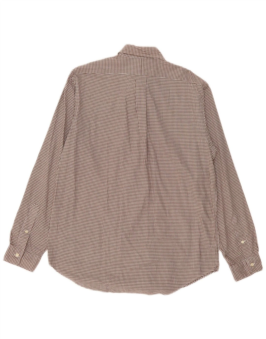 Camisa masculina de flanela Ralph Lauren grande algodão guingão marrom