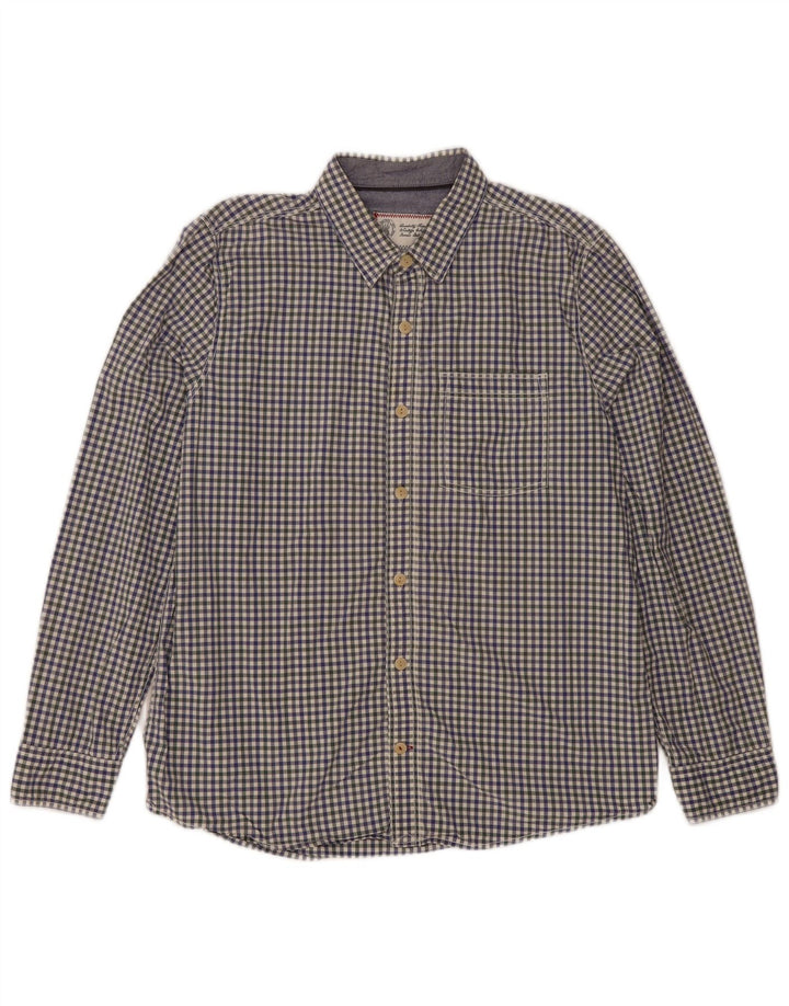 Camisa masculina Fat Face XL azul marinho algodão guingão