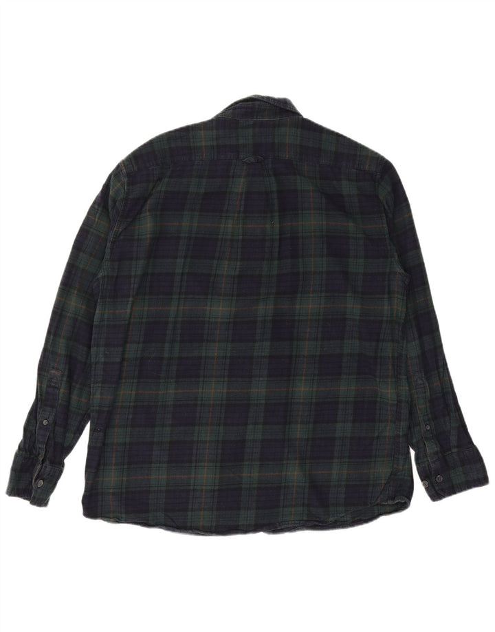 Camisa masculina de flanela EDDIE BAUER grande algodão xadrez azul marinho