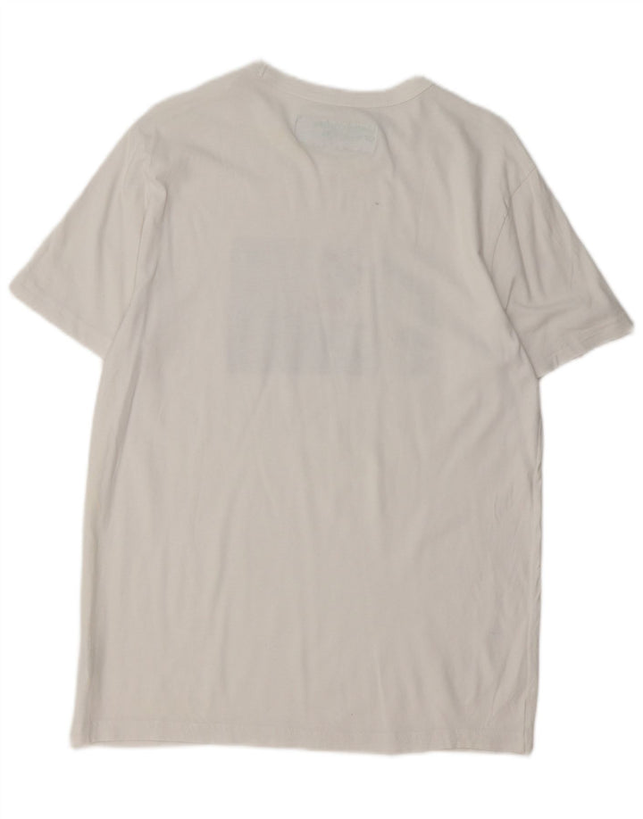 Camiseta gráfica masculina Benetton Top grande de algodão branco