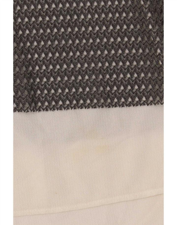 Zara Top feminino sem mangas transparente Reino Unido 16 bloco colorido cinza grande