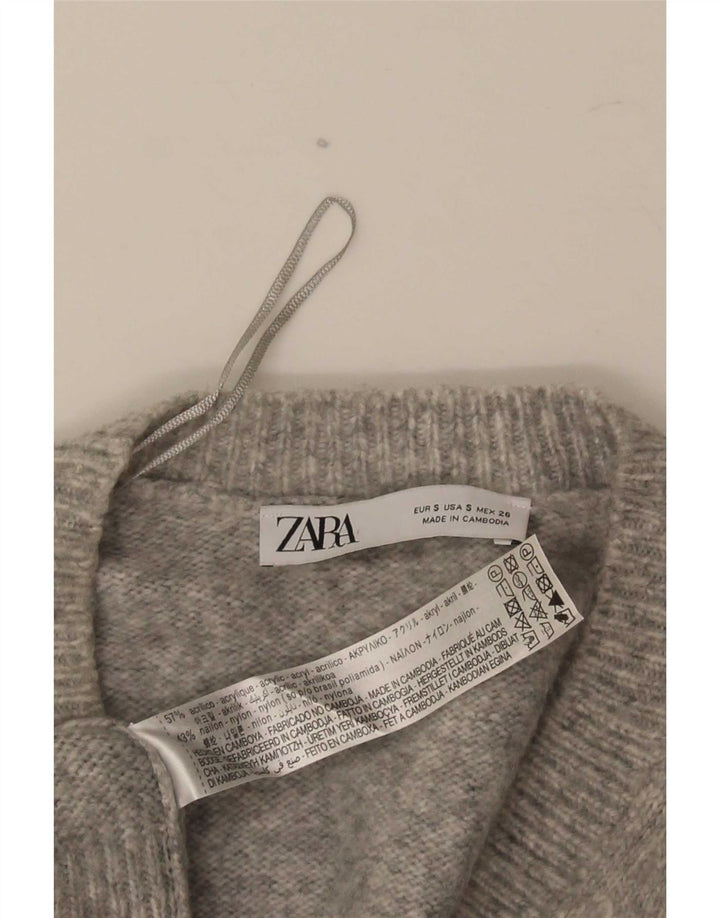 Suéter masculino Zara com decote em V pequeno acrílico cinza