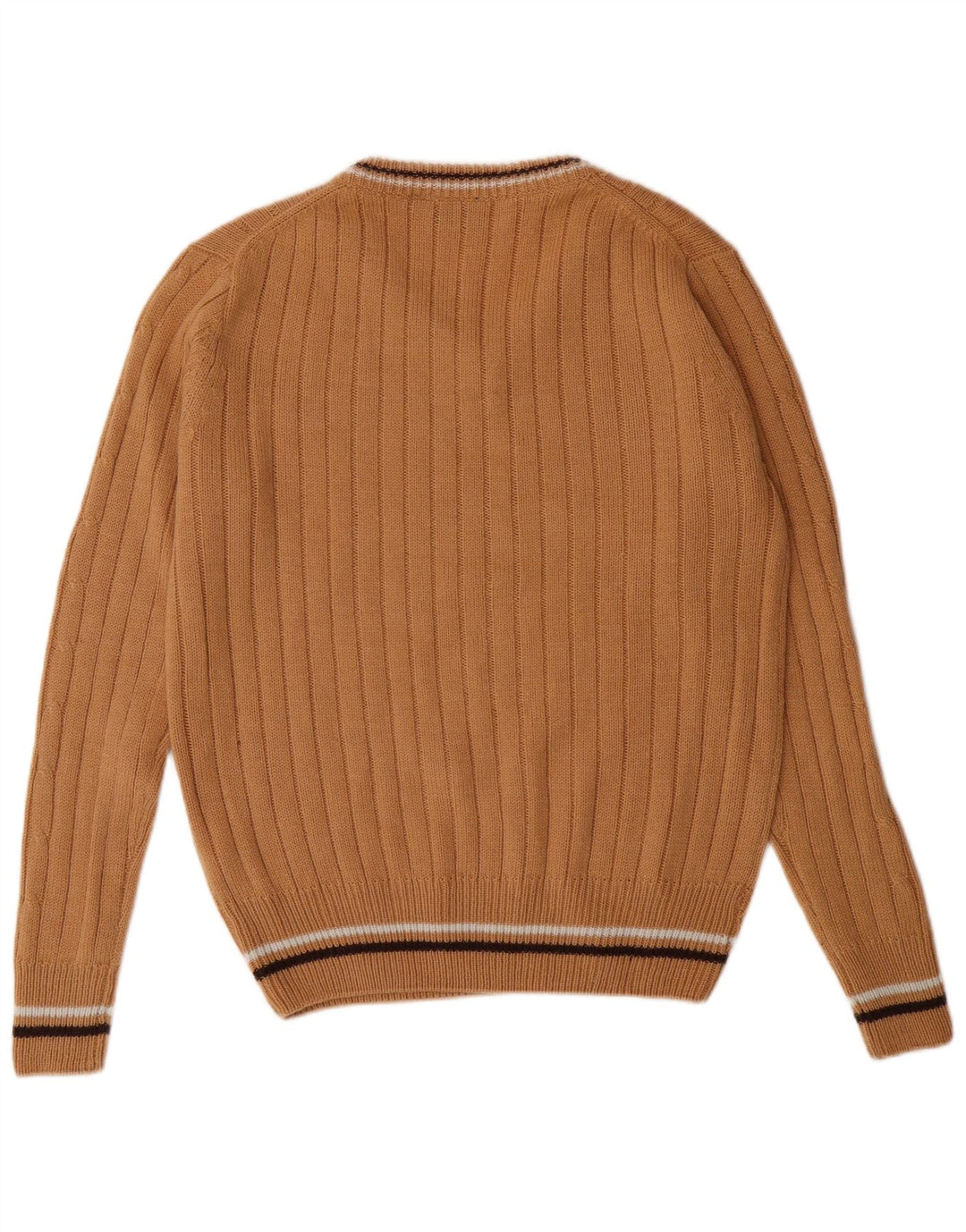 Suéter masculino Lotto com decote em V, acrílico marrom médio