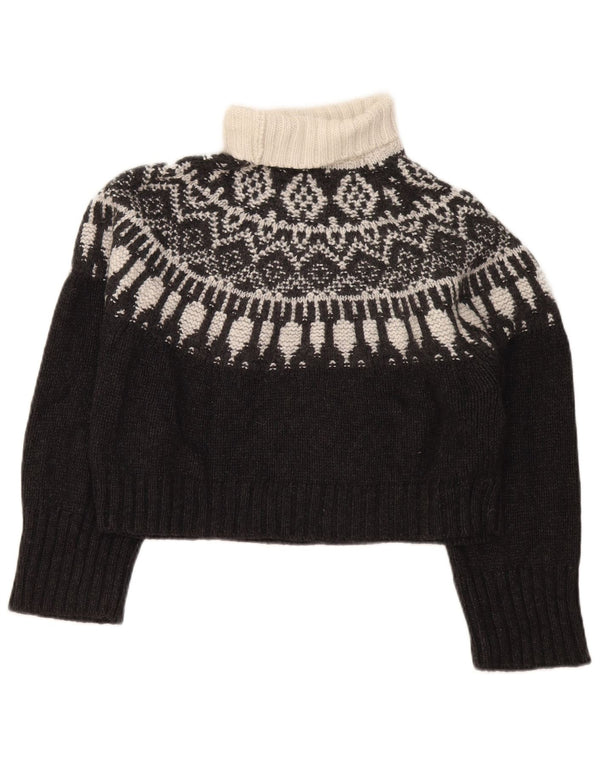 Suéter feminino Massimo Dutti com gola redonda e gola redonda Reino Unido 6 XS preto Fair Isle