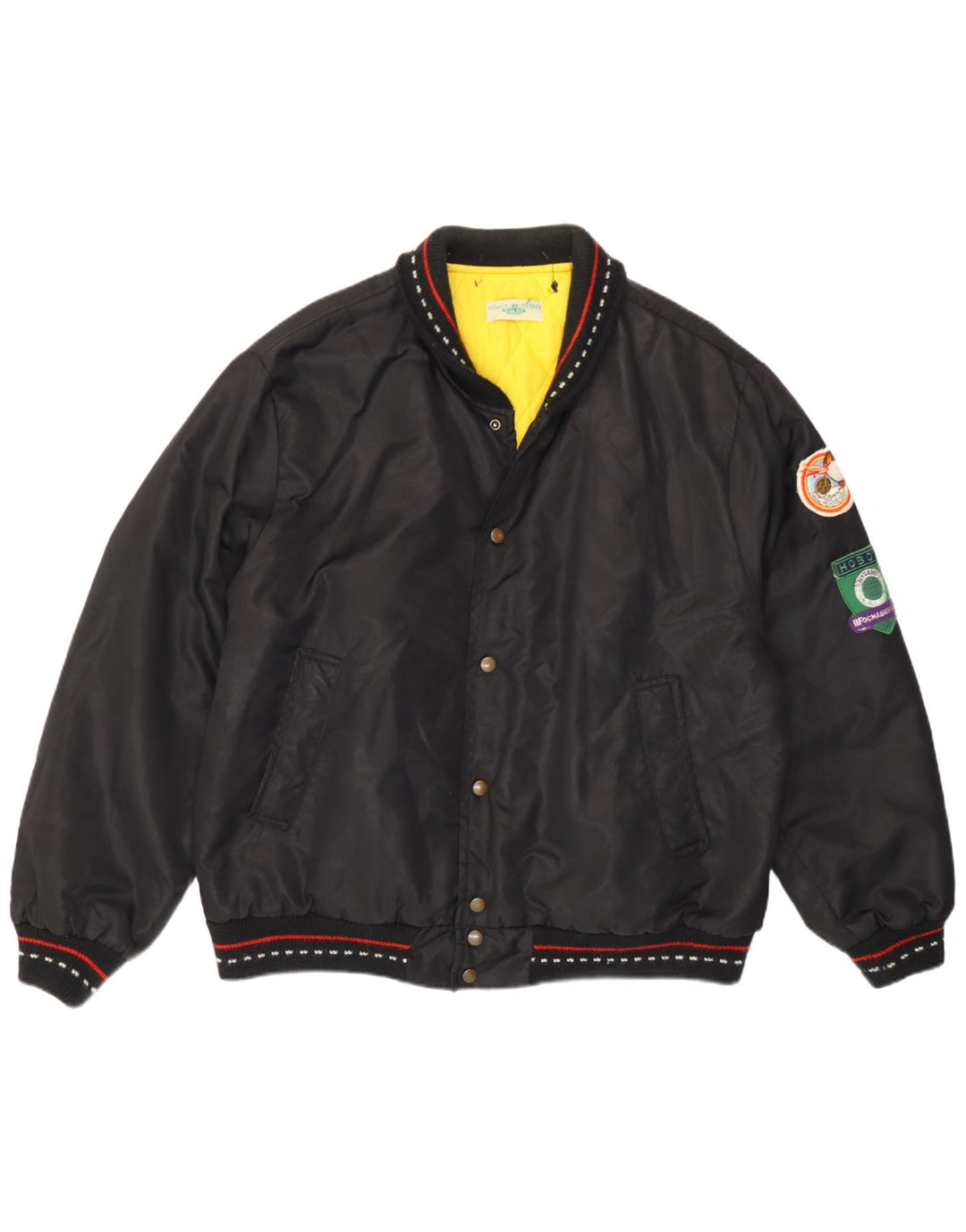 Jaqueta bomber acolchoada masculina vintage UK 40 grande poliamida preta