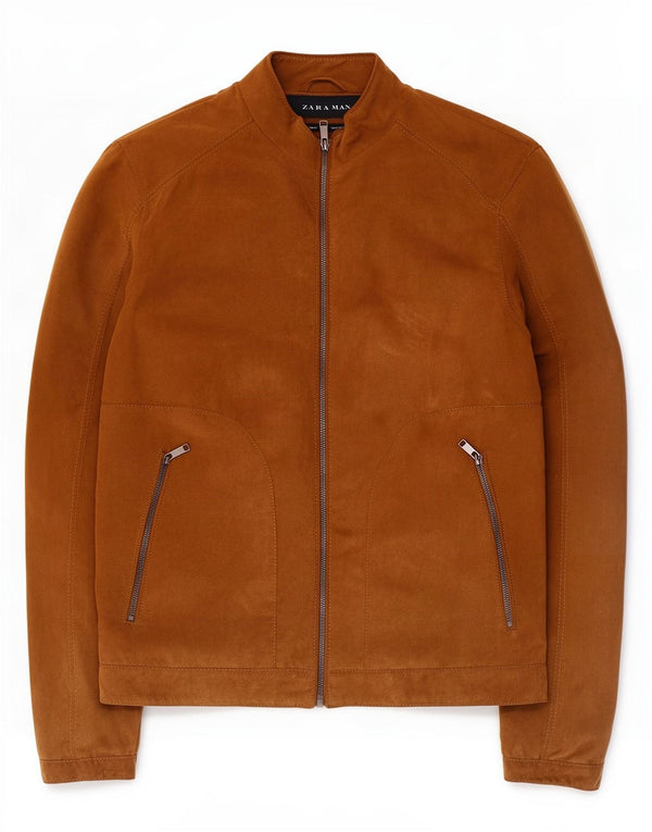 Jaqueta bomber masculina Zara UK 38 poliéster marrom médio