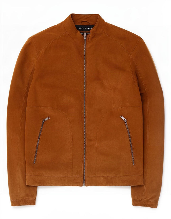 Jaqueta bomber masculina Zara UK 38 poliéster marrom médio