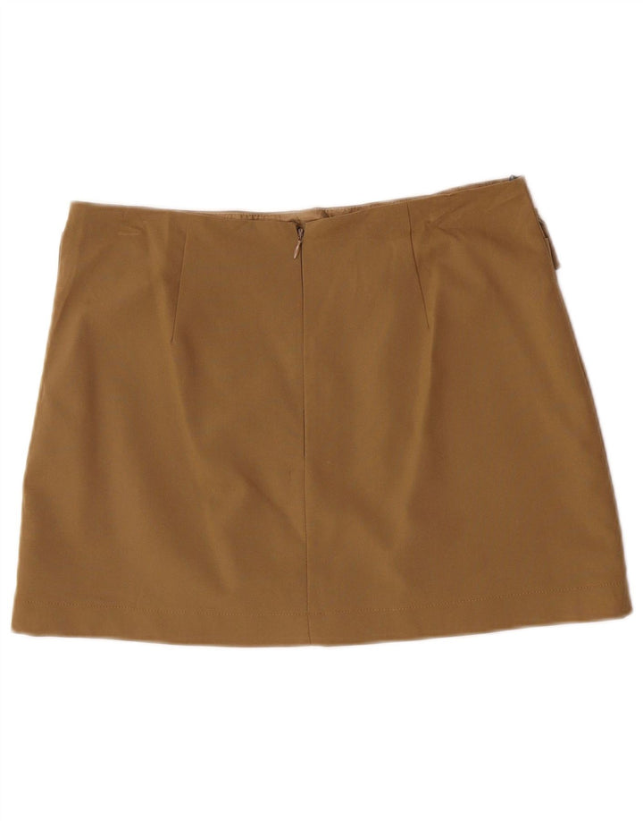 Mini saia feminina Topshop Reino Unido 14 grande W32 cáqui poliéster