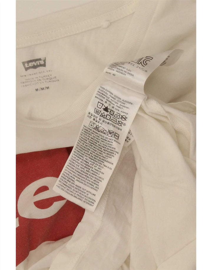 Camiseta feminina gráfica Levi's Top UK 12 algodão branco médio