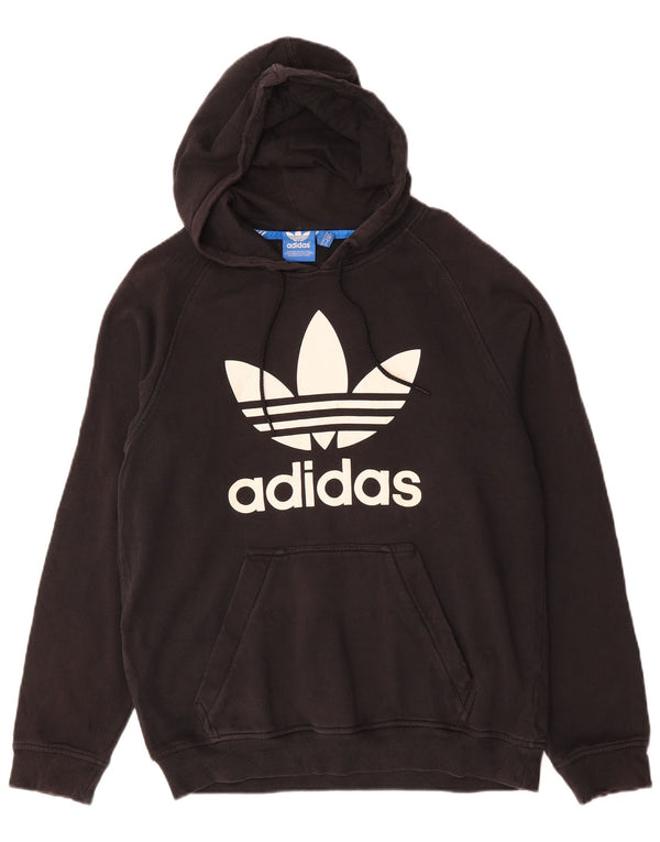 ADIDAS Mens Graphic Hoodie Jumper Médio Algodão Preto