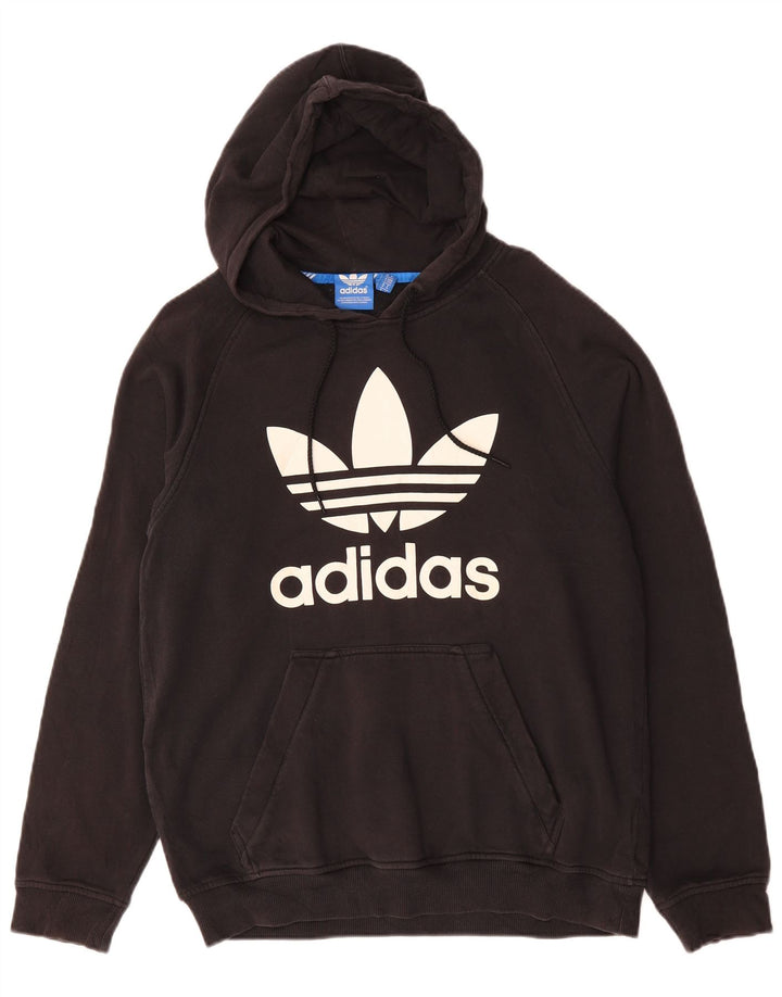ADIDAS Mens Graphic Hoodie Jumper Médio Algodão Preto