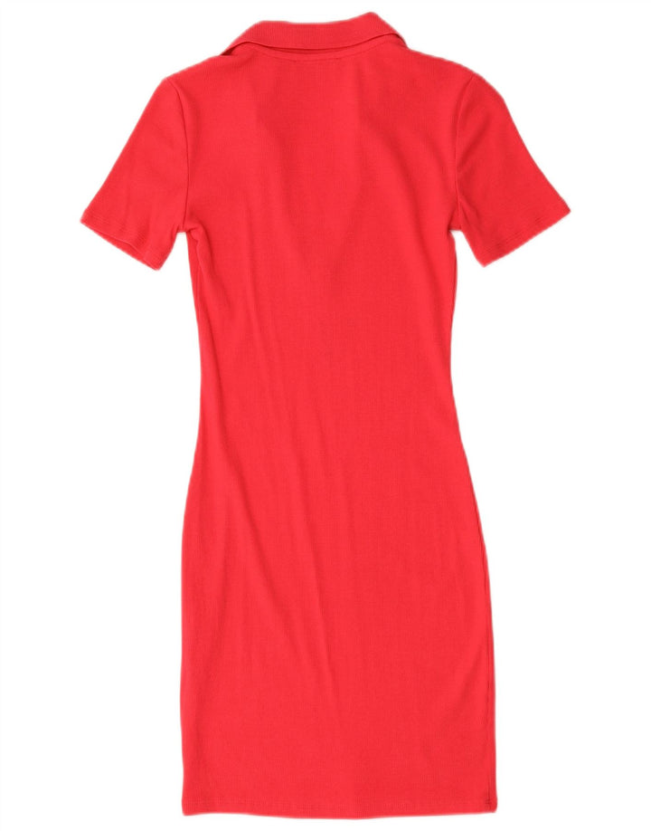 Vestido bodycon feminino Zara Reino Unido 8 pequeno algodão vermelho