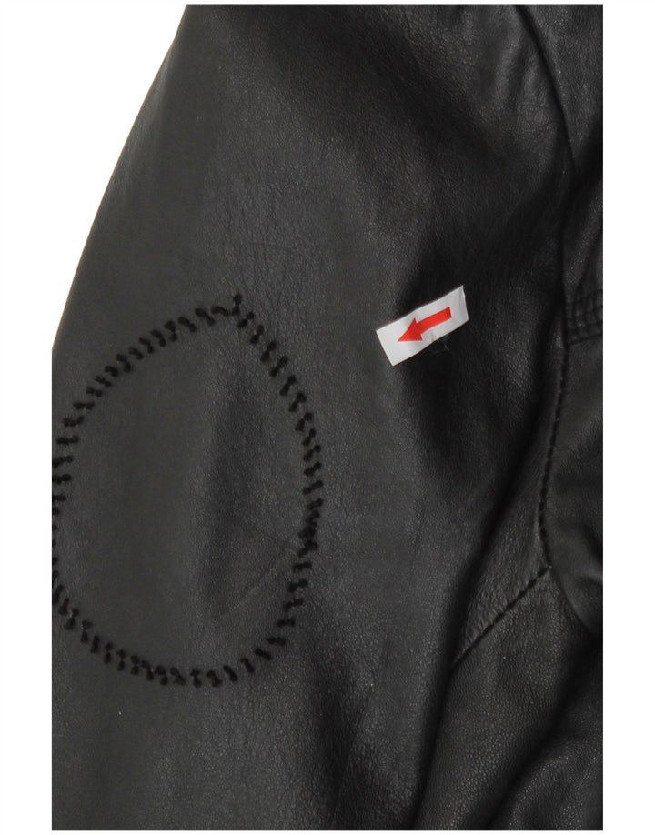 Jaqueta de couro militar masculina Superdry UK 38 couro preto médio