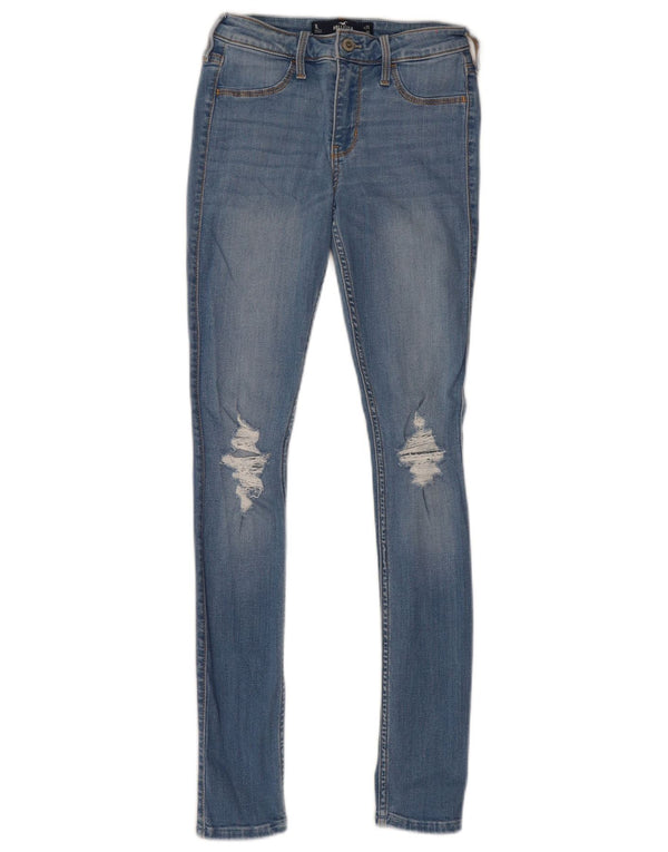 Legging feminina Hollister cintura média desgastada jeans skinny W25 L30 azul