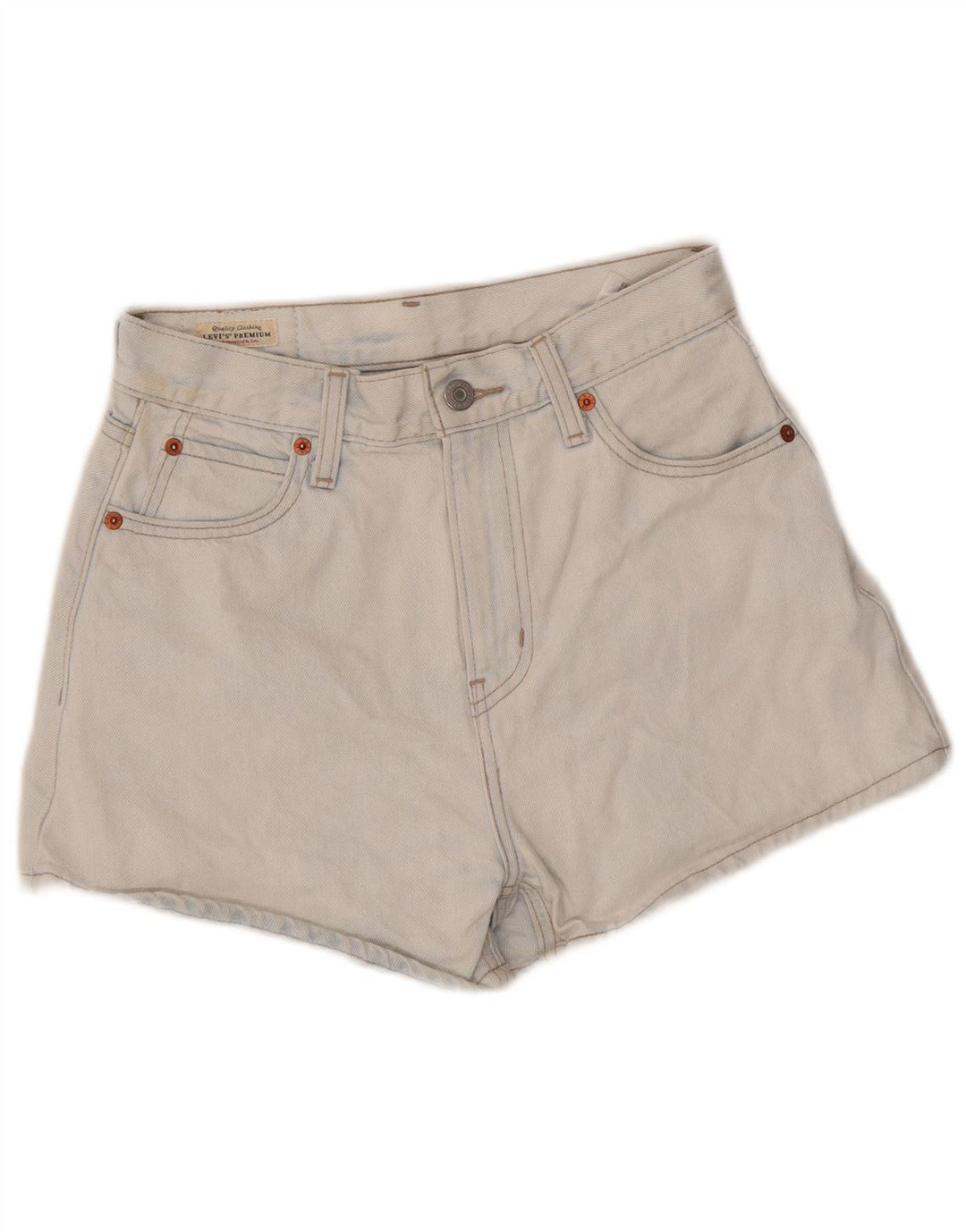 Shorts jeans feminino de cintura alta LEVI'S W25 XS azul algodão