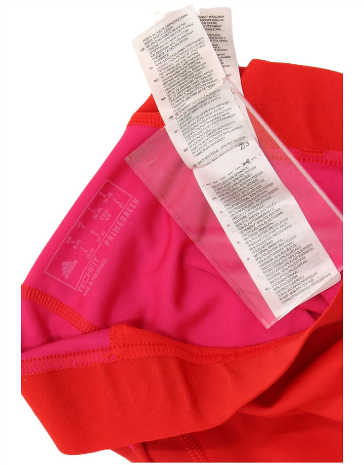 ADIDAS Womens Tech Fit Graphic Leggings UK 8/10 Small Red Polka Dot