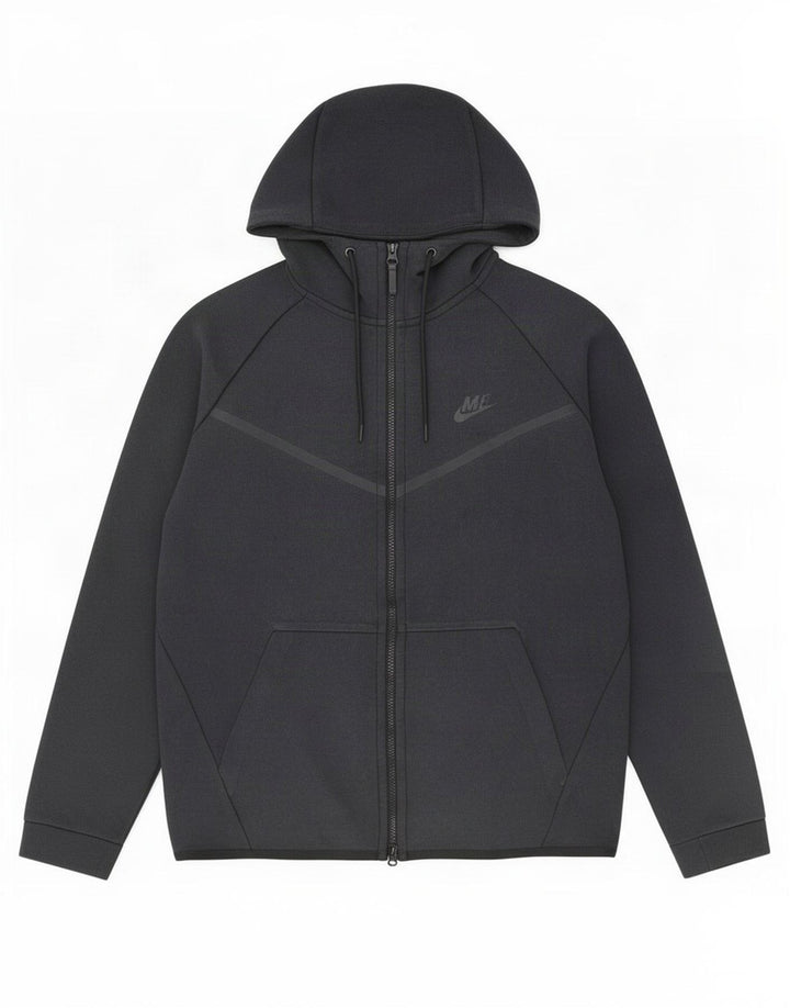 Suéter Nike masculino com capuz e zíper grande de algodão preto