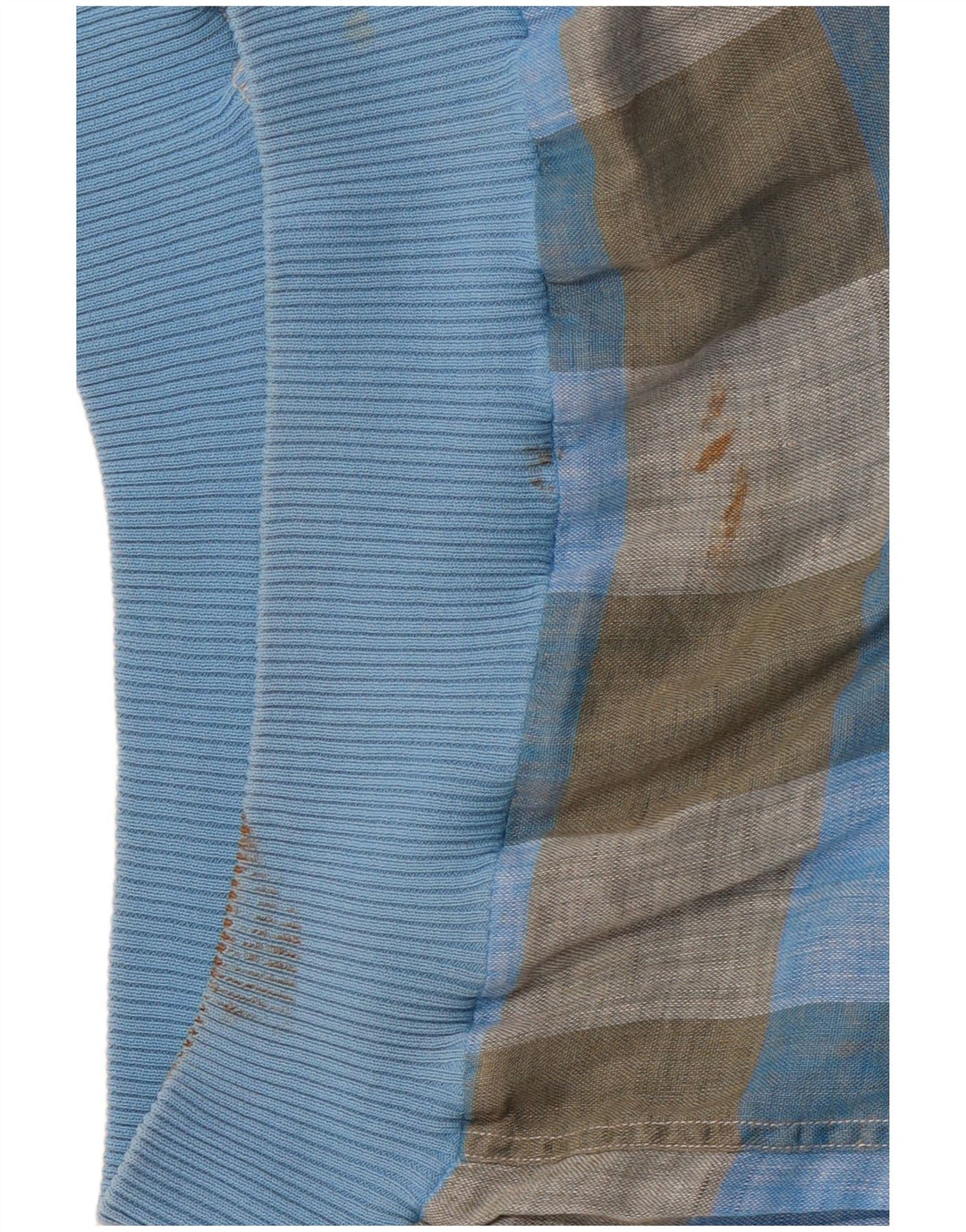 Camisa pulôver masculina VINTAGE de manga curta IT 48 linho xadrez azul médio