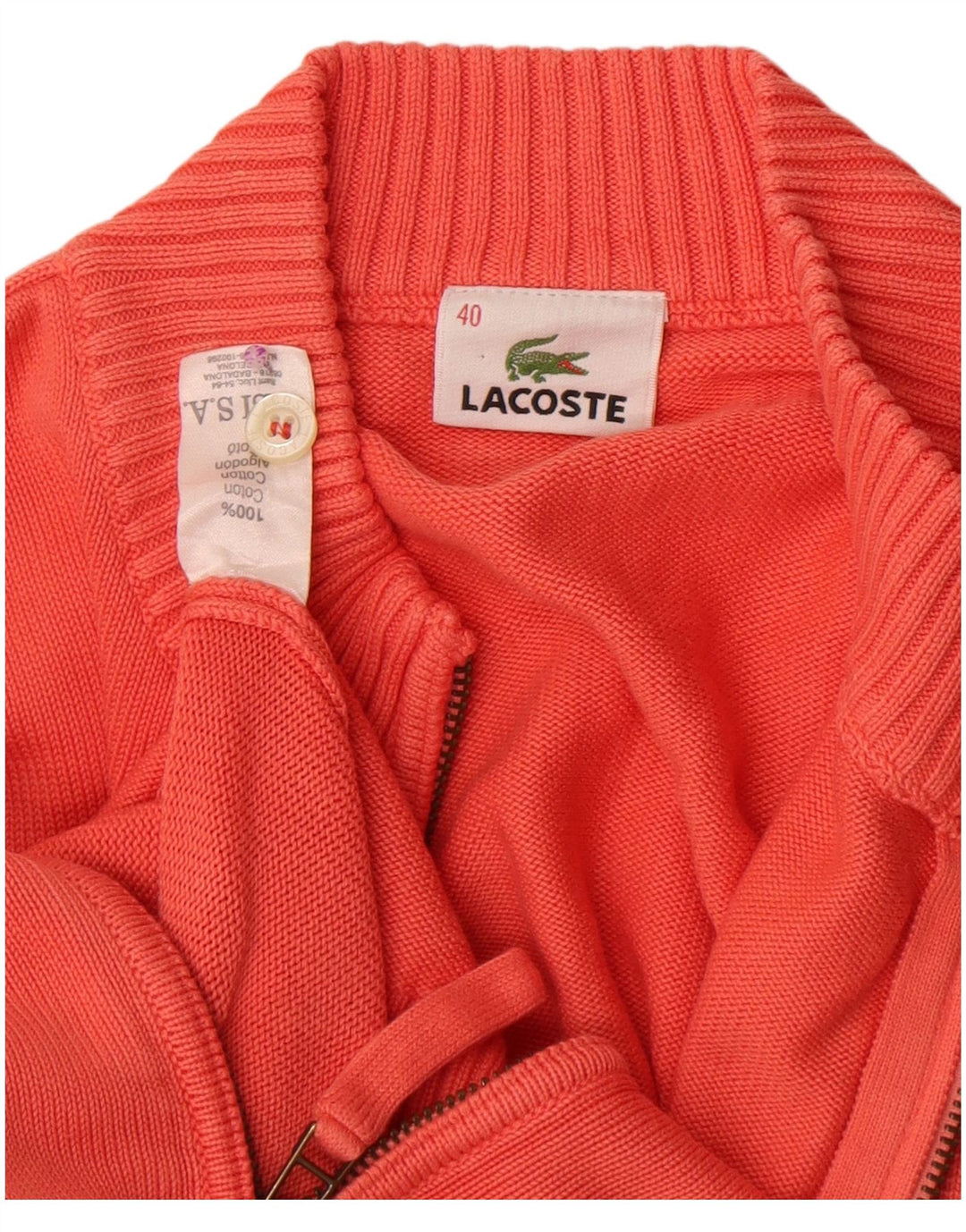 Suéter cardigã feminino Lacoste tamanho 40 algodão laranja médio