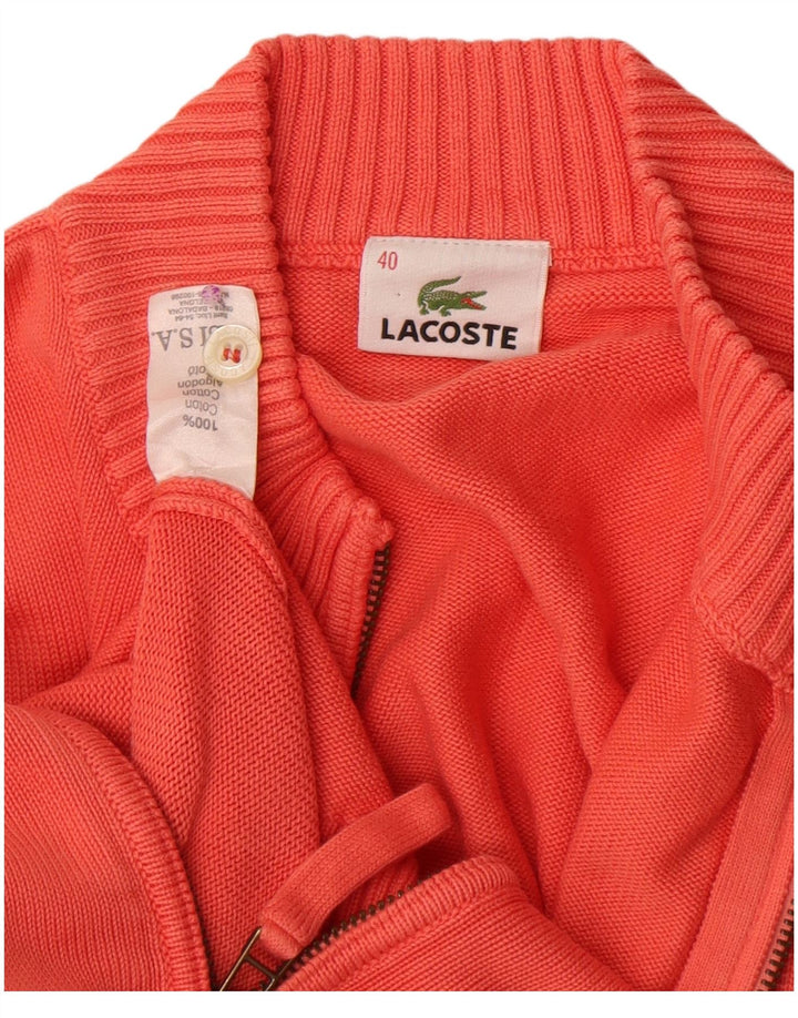 Suéter cardigã feminino Lacoste tamanho 40 algodão laranja médio