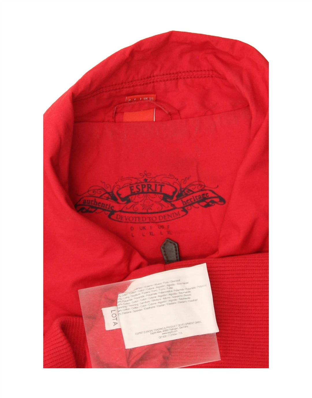 Jaqueta militar feminina Esprit UK 14 grande algodão vermelho