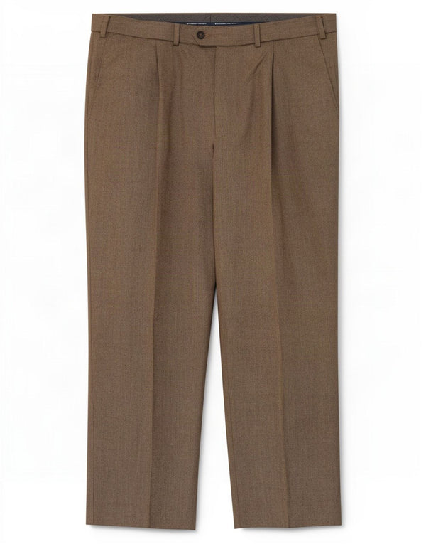 Calça masculina de ajuste regular Marks & Spencer W40 L29 poliéster bege