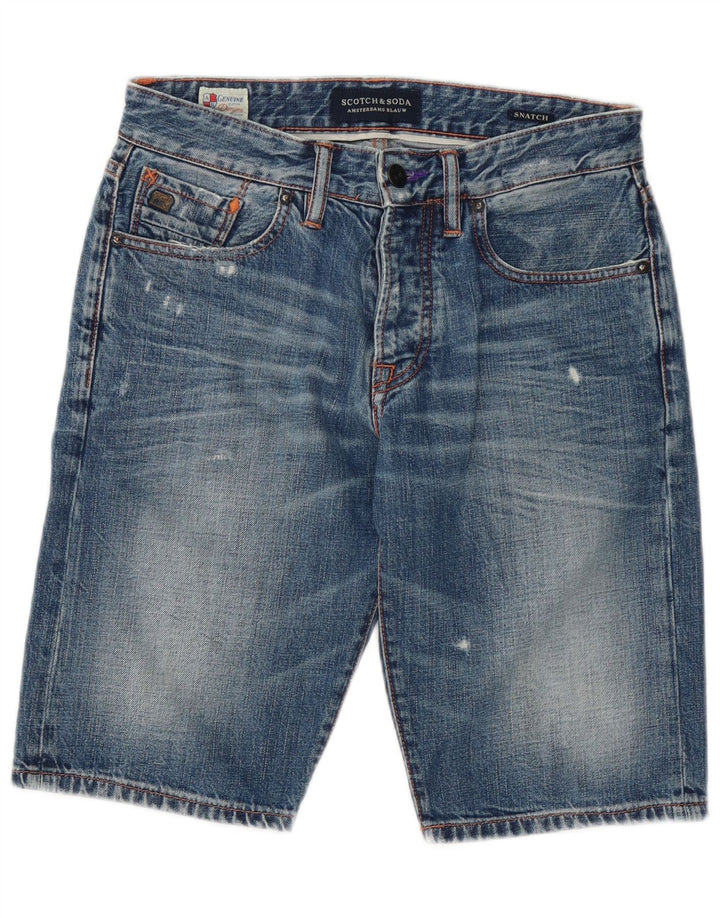 Scotch & Soda Shorts jeans masculino desgastado W29 pequeno algodão azul