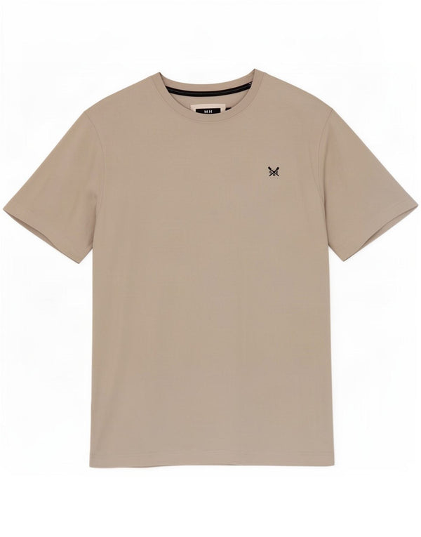 Camiseta masculina Crew Clothing Top grande algodão cinza