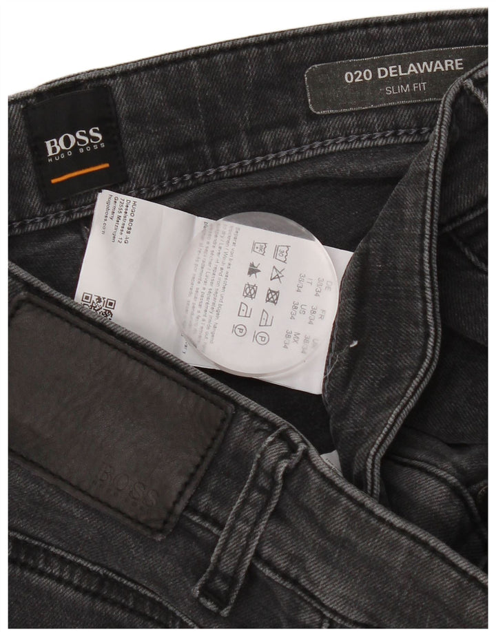 Hugo Boss Masculino Delaware Slim Jeans W38 L34 Cinza Algodão