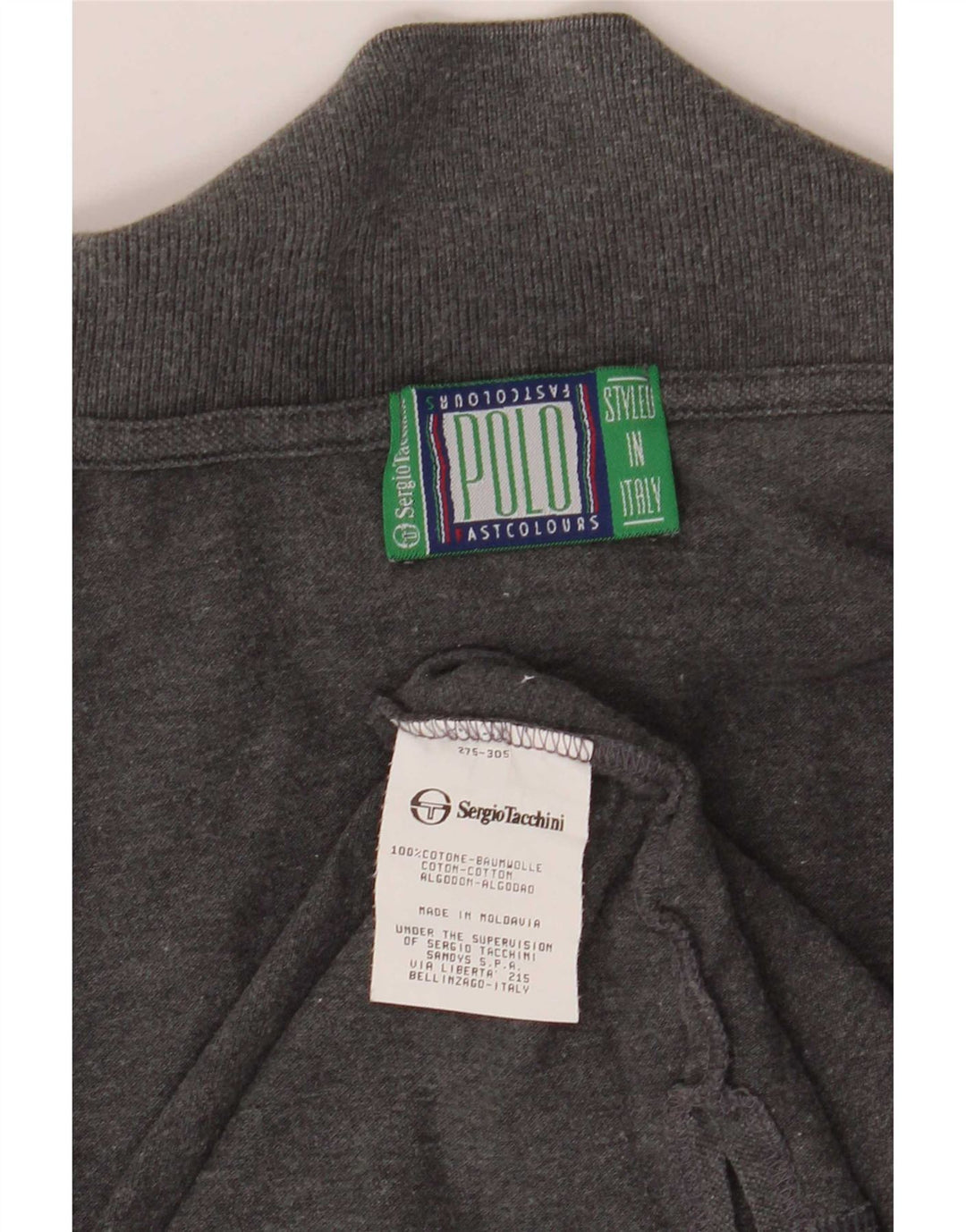 Camisa pólo masculina Sergio Tacchini grande algodão cinza