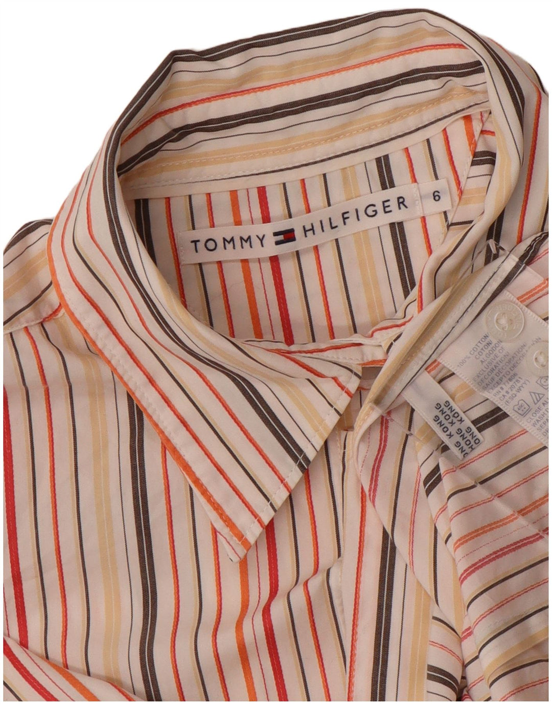 Camisa feminina TOMMY HILFIGER EUA 6 algodão listrado multicolorido médio