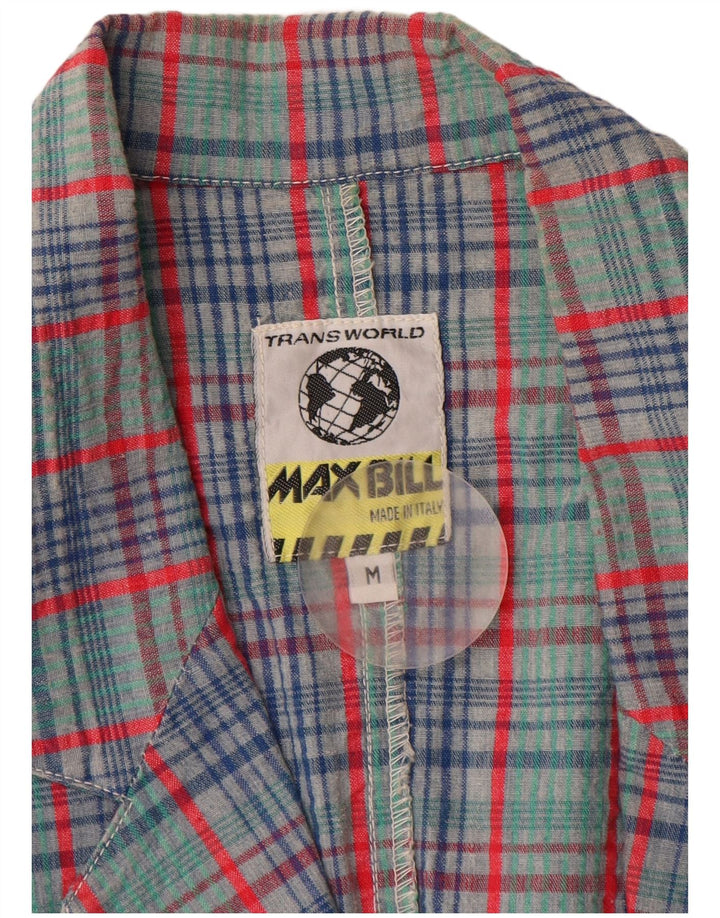 Jaqueta blazer masculina VINTAGE com 2 botões Reino Unido 38 algodão xadrez verde médio