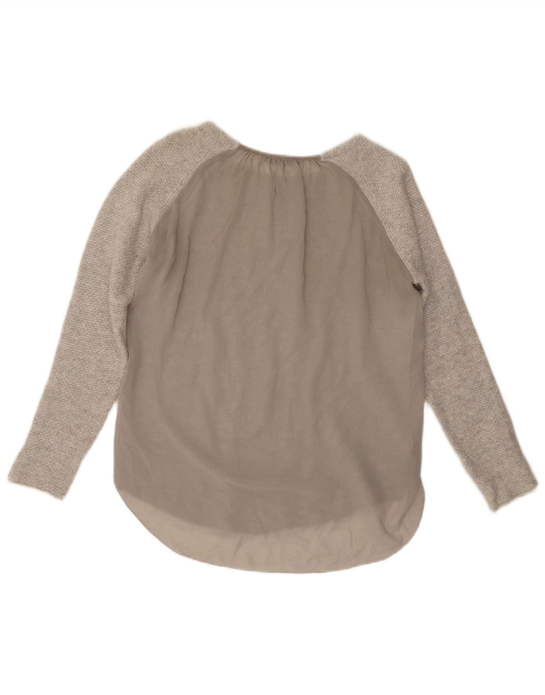Top feminino Zara manga comprida UK 12 cinza médio
