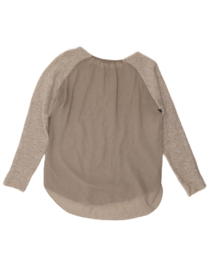 Top feminino Zara manga comprida UK 12 cinza médio