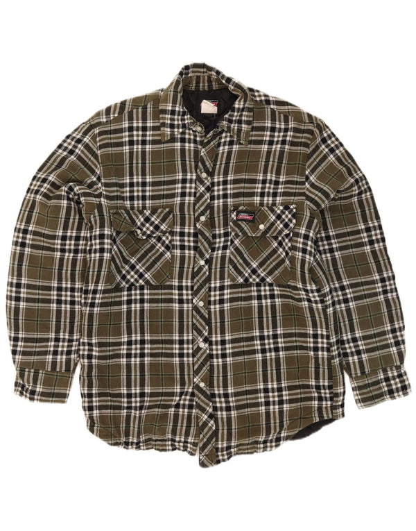 Camisa masculina de flanela Dickies Lumberjack, pequena, cáqui, xadrez, algodão