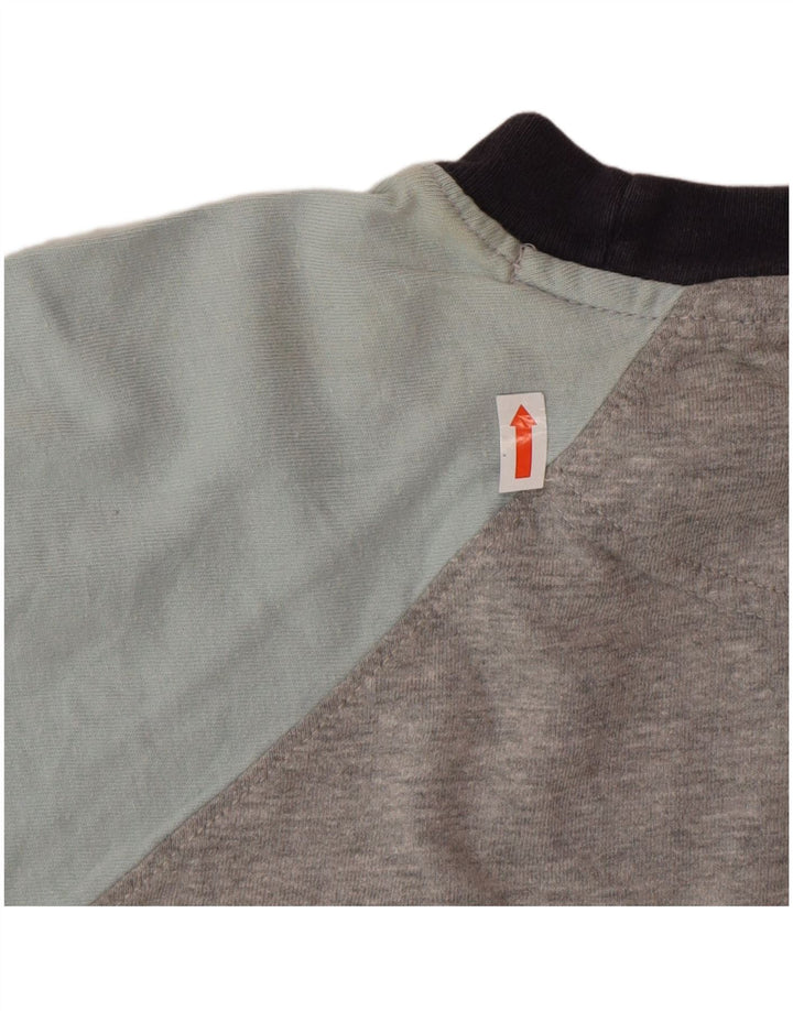 Top masculino Fat Face manga comprida algodão colorblock cinza médio