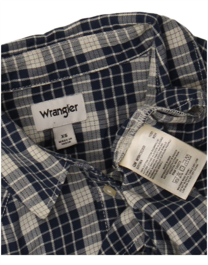 Camisa feminina de flanela Wrangler XS azul marinho algodão xadrez