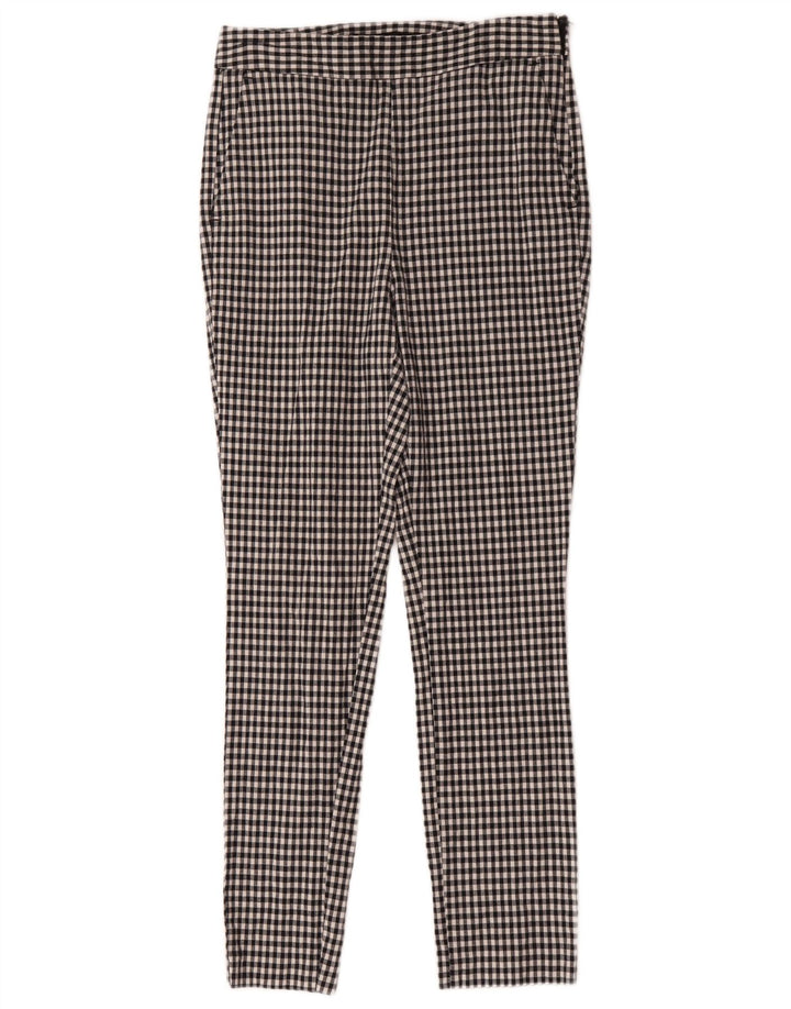 Zara Calça Chino Feminina Slim Médio W28 L28 Preto Gingham