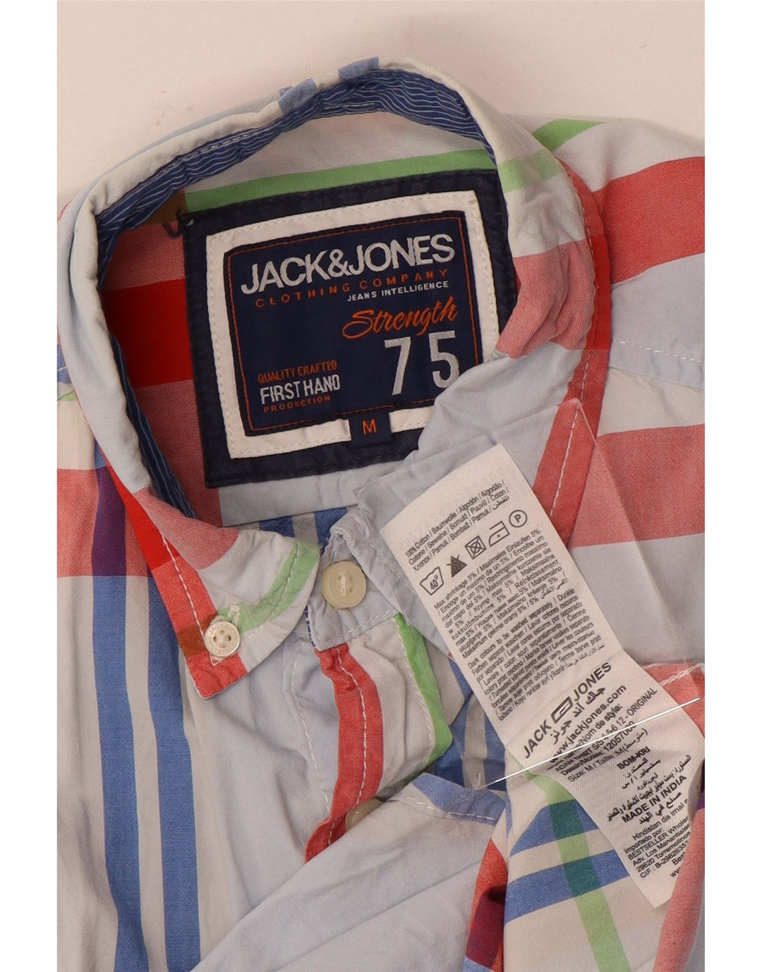 Camisa masculina de manga curta Jack & Jones xadrez azul médio