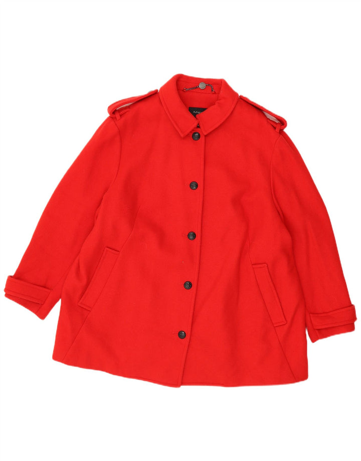 Sobretudo militar feminino Marks & Spencer Reino Unido 22 3XL de lã vermelha clássico