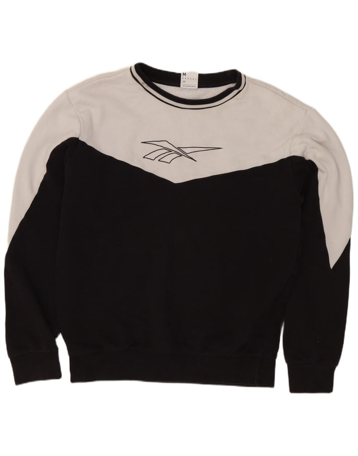 REEBOK moletom gráfico masculino jumper médio preto colorblock algodão