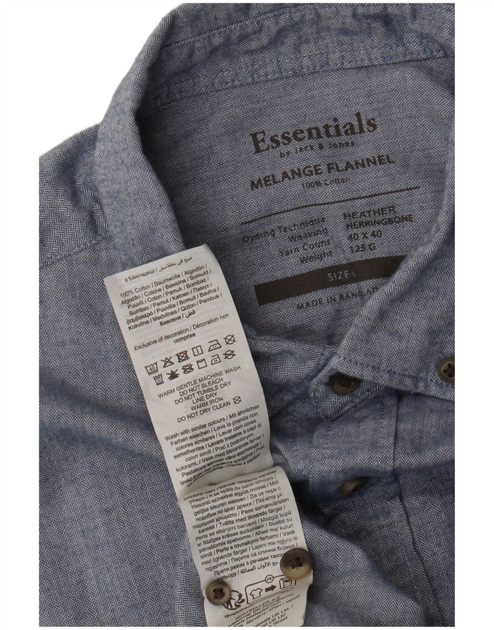 Camisa masculina de flanela Jack & Jones grande algodão espinha de peixe azul