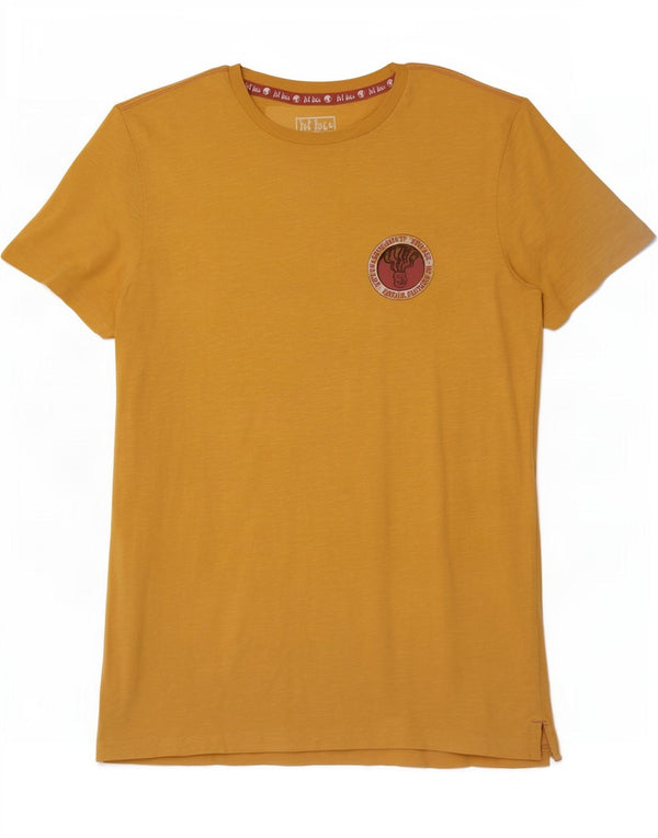 Camiseta gráfica masculina Fat Face Top pequeno algodão amarelo
