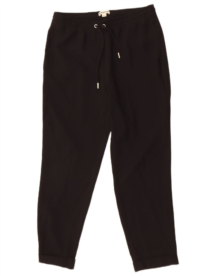 Calça de treino feminina Whistles Joggers UK 10 poliéster preto pequeno