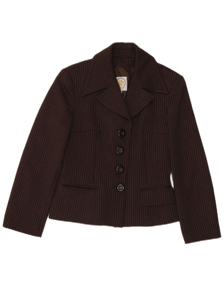 Jaqueta blazer feminina I Gabbiani com 4 botões IT 44 risca de giz marrom médio
