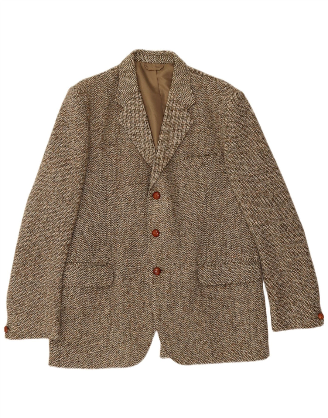 Jaqueta blazer masculina de 3 botões Harris Tweed Reino Unido 38 espinha de peixe verde médio