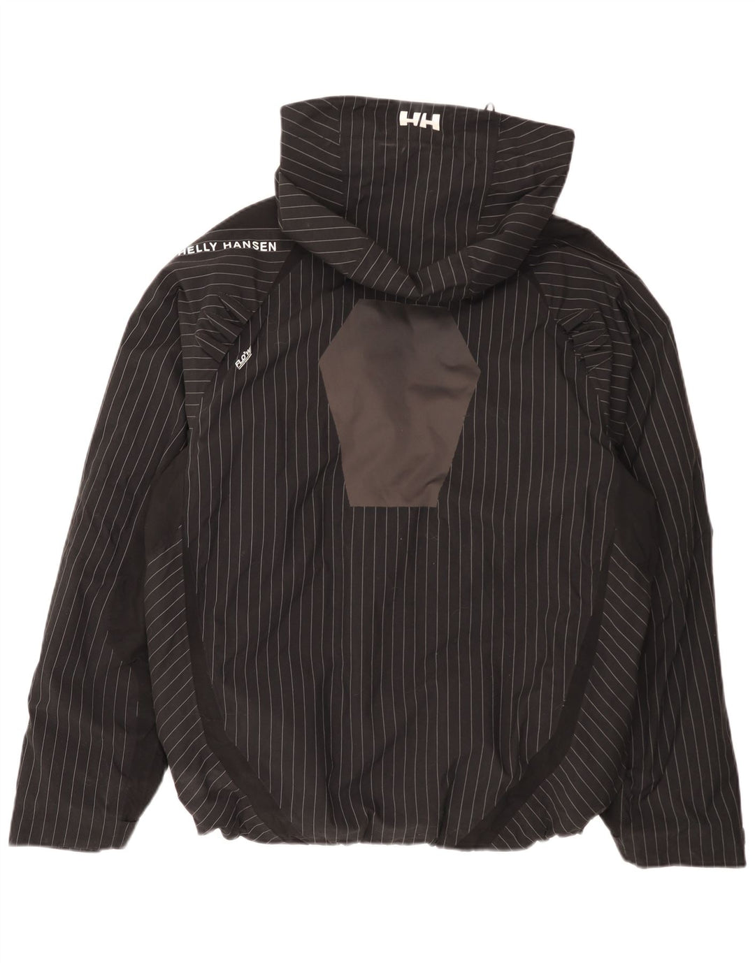 Jaqueta de chuva masculina Helly Hansen com capuz gráfico Reino Unido 38 médio preto listrado