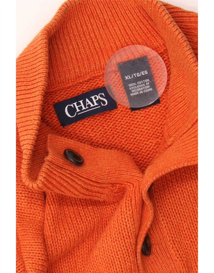Suéter masculino Chaps com gola redonda e algodão listrado laranja XL