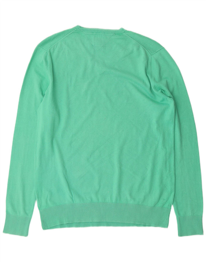 TOMMY HILFIGER Suéter masculino com decote em V 2XL algodão verde clássico